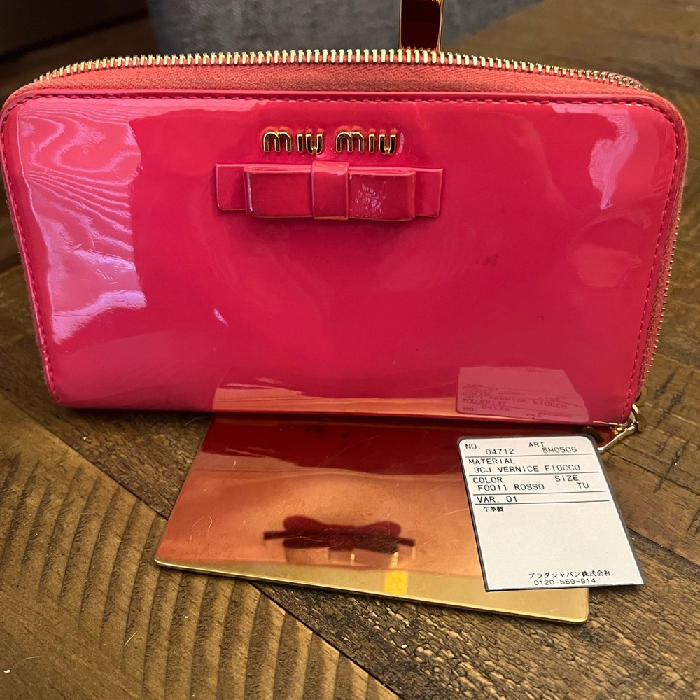 Miu Miu Vibrant Pink Patent Leather Wallet